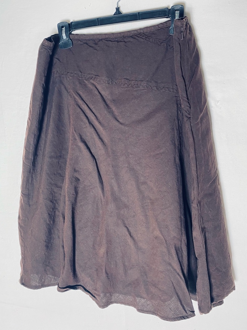 Vintage 90s Y2K Reitmans Brown Linen Rayon Midi Skirt 14 Grunge Coastal Grunge